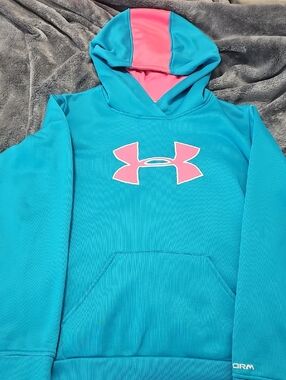 Under Armour Teal Hoodie with Pink Logo